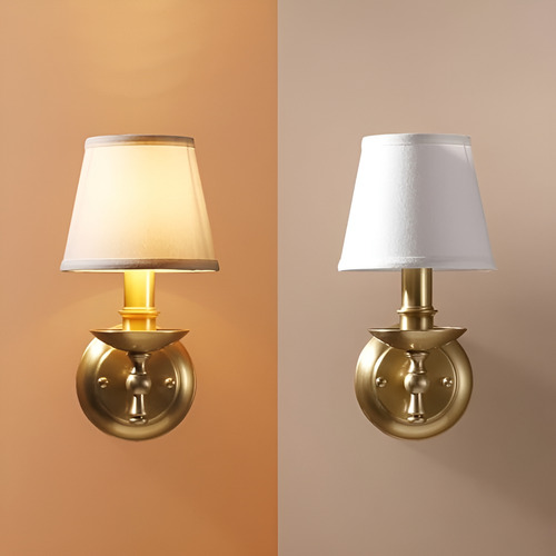 Lampara De Pared Retro Clasico Aplique Pantalla De Tela Estructura Dorado