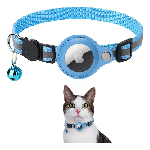 Collar De Gato Porta Airtag Reflectivo Con Cascabel Rastreo