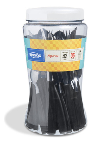Set Cubiertos Acero Inoxidable Y Plástico Pp X42 Unidades Color Negro