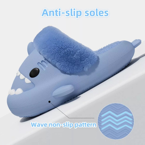 Z Pantuflas Tiburón Sharklas Invierno Sandalias Para Niño