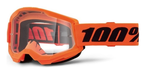 Óculos 100% Strata2 Orange Off Road Motocross Trilha Enduro Cor Da Armação Laranja 2 Cor Da Lente Transparente Tamanho Único