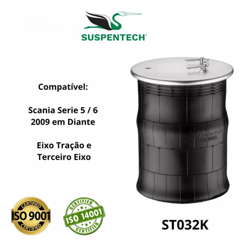 Bolsa Suspensão Tracao Truck Scania R420 R440 R450 Com Base