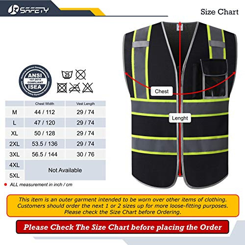 Jksafety 3 Pockets High Visibility Zipper Front Safety Vest