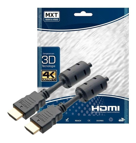  Cabo Hdmi 3m Blindado 3 Metros 2.0 4k Ultra Hd 3d 19 Pinos