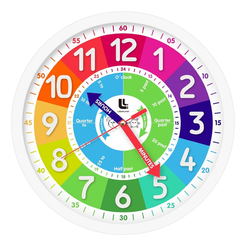 Reloj De Pared De Aprendizaje Colorido Para Niños En 3d