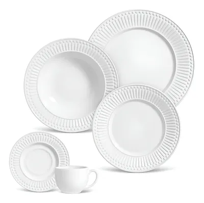 Aparelho de jantar 30 peças Porto Brasil Cerâmica cor branco linha Roma