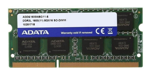 Imagen 1 de 1 de Memoria RAM Premier color verde  8GB 1 Adata ADDS1600W8G11-S