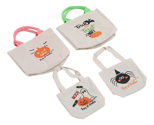 Bolsa De Lona Trick Or Treat, 4 Unidades, Caramelos Y Aperitivos Individuales