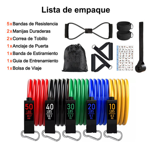 ..150lbs Kit De Bandas De Resistencia Ligas Para Ejercicio 1