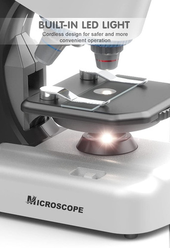 Imagen 5 de 8 de Microscopio Para Niños 100x-1200x Luz Led Y Accesorios