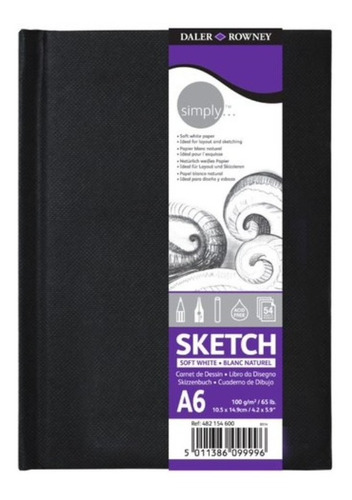 Caderno Sketch Canson Simply Daler Rowney  100g A6 54 Folhas
