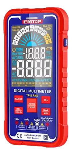 Multimetro Tester Digital Pantalla Grande Color Emtop 1000 V