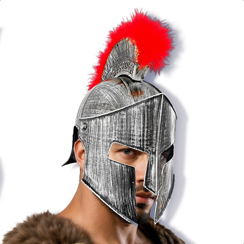 Casco Spartano Plata Gladiador Romano Halloween Espartaco