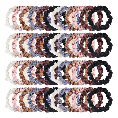 48 Coleteros De Saten Para El Pelo, Elasticos De Seda, Pony
