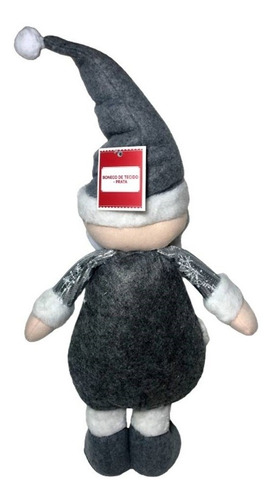 Boneco Papai Noel Prata Prateado Luxo Decoração De Natal