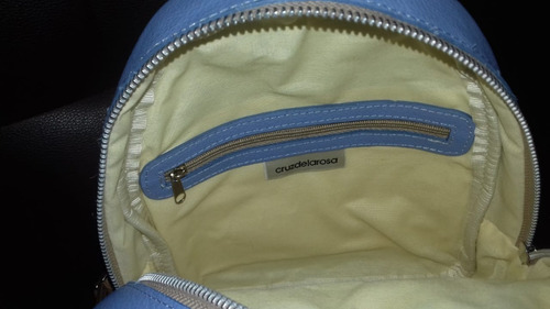 Mochila De Cuero Celeste