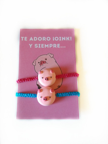 Par De Pulseras Cerdito Pareja Novios Amor Amistad