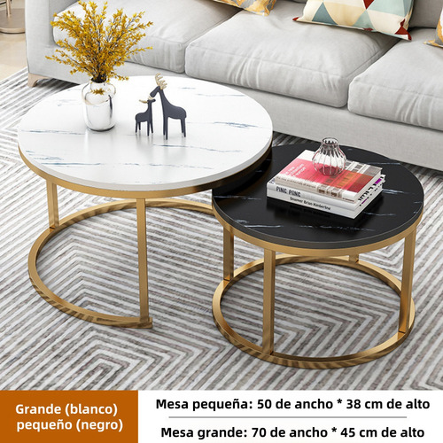 Mesa De Centro Comedor Minimalista Moderna Set De 2 Pcs Blanco