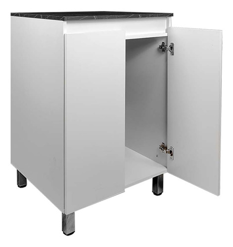 Cocina Integral Completa Decomobil Premium Minimalista Color Blanco - Mármol Negro