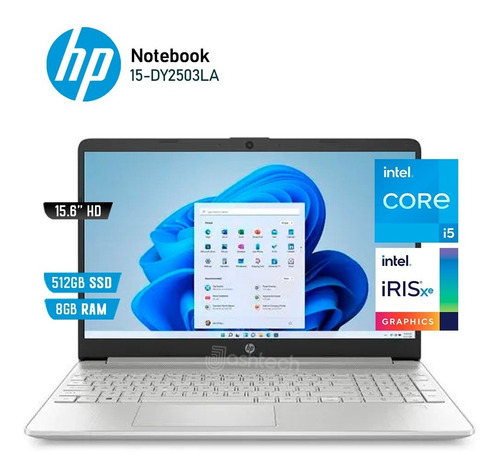 Imagen 4 de 7 de Notebook HP 15-DY2503LA plateada 15.6", Intel Core i5 8GB de RAM 512GB SSD 60 Hz Windows 11 Home