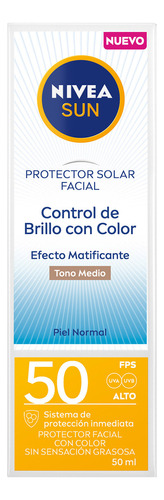 Nivea Protector Solar Facial Control Brillo Tono Medio 50ml