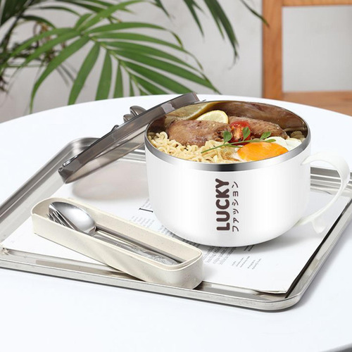 Cuenco De Ramen De Acero Inoxidable Con Tapa, Cocina De