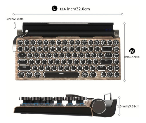 Teclado Mecánico Punk Key Cap Dot Vintage Typewriter