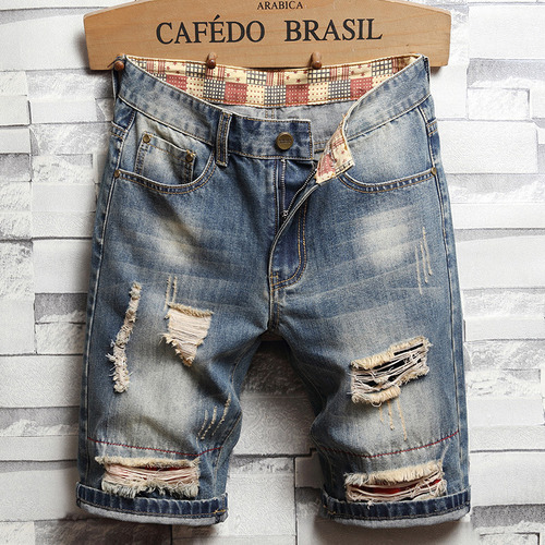 Nuevos Pantalones Cortos Y Jeans Desgastados Casuales Para H