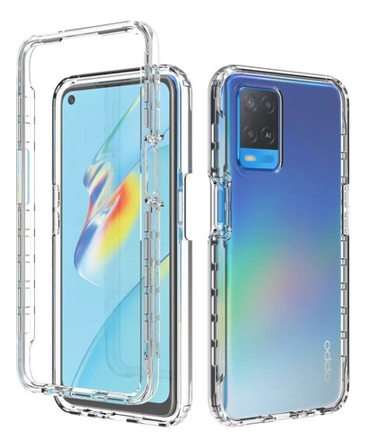 Funda 2 En 1 Uso Rudo For Modelos Oppo Bicolor Transparente