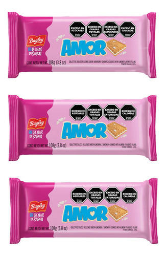Amor Galletas 108gr Pack X 3un - Cioccolato Tienda De Dulces