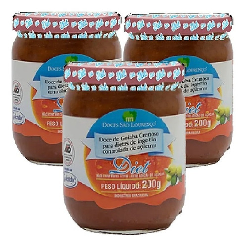 Imagem 1 de 3 de 3x Doce De Goiaba Diet Cremoso Sao Lourenco 210g