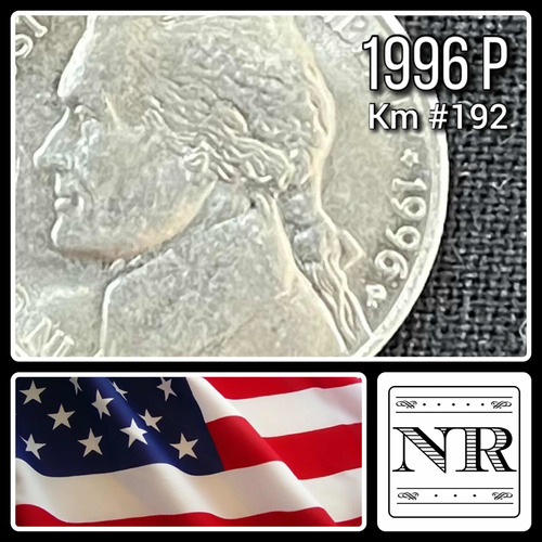 Estado Unidos - 5 Cents - Año 1996 P - Km #192 - Jefferson