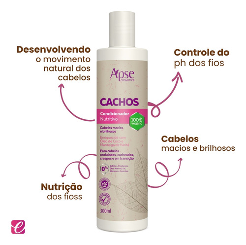 Kit Apse Cachos Shampoo + Condicionador + Mascara 300g