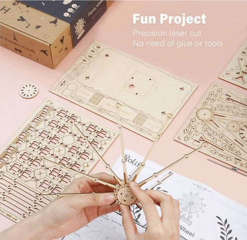 Rompecabezas 3d Diy Modelo Rueda De Fortuna Caja De Música