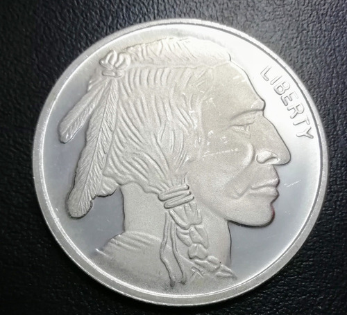 Moneda 1 Onza, Plata .999, Liberty Indian Buffalo, U. S. A