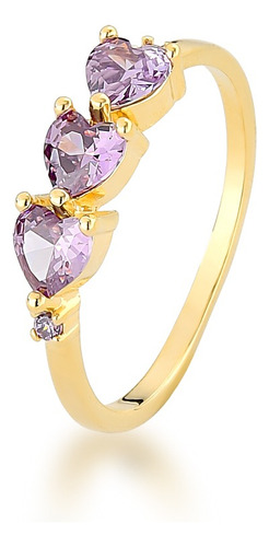 Anillo Oro 18k Laminado Mujer Con Piedras Cristal Bellanel