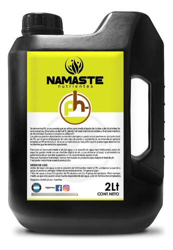 Namaste Reductor Ph Menos Corrector Agua 2 Litros