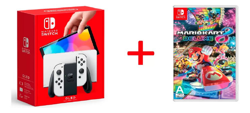 Nintendo Switch White Bundle:consola Oled + Mario Kart8