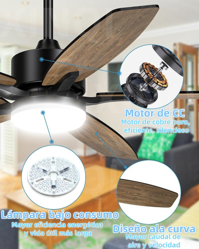 Ventilador Silencioso De 5 Aspas Para Interior/exterior Con