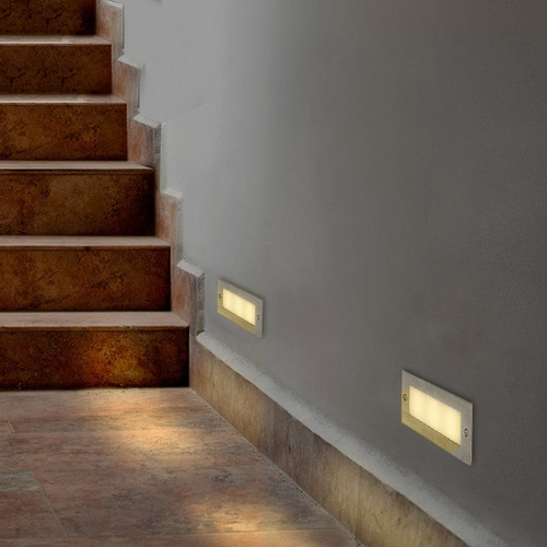 Imagen 2 de 6 de Lámpara Incrustar Muro Exterior Satinado, 0.6 W, Luz Cálida