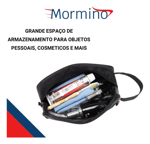 Nécessaire Executiva Nylon Impermeável Preta Estampada Desenho Do Tecido Caveirão