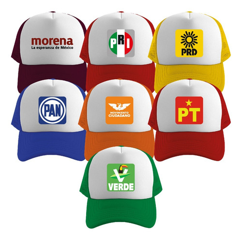100 Gorras Malla Sublimada Dtf Trail Para Campañas Politicas