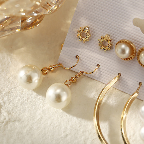 Set De Aretes Con Borlas De Perlas Acrílicas Personality Geo