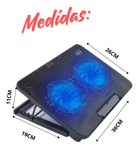 Base Cooler Ventilador Notebook N99 Negro Base Notebook