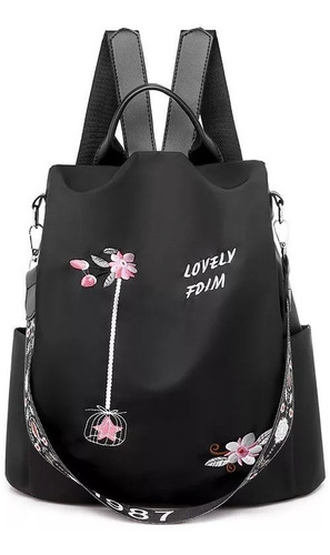 Mochila Impermeable Con Bordado De Flores Para Mujer