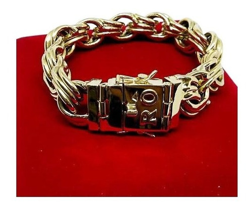 Pulseira Friso Triplo 65 Gramas 20mm Ouro 18k Maciço