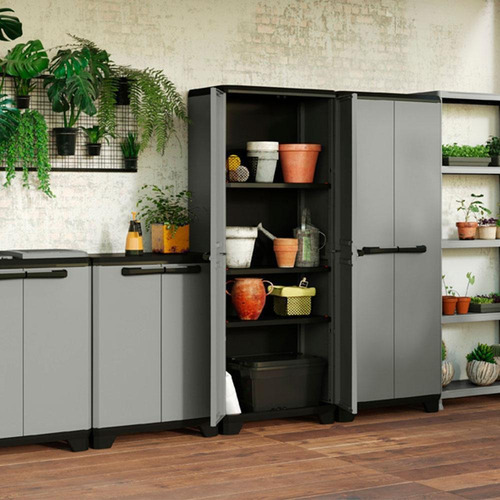 Armario multiusos de plástico Planet Alto, gris, negro | Keter