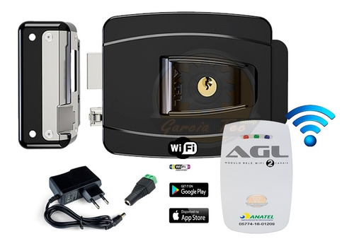 Kit Fechadura Reversível Lr100 Agl 12v Abertura Pelo Celular Wifi Frete Grátis A Vista  