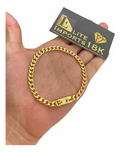 Pulseira Grumet 5mm Maciça Luxo  Banhado A Ouro 18k 