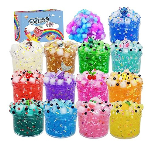 Paquete De 13 Jelly Cube Crunchy Slime, Crystal Slime Kit Su